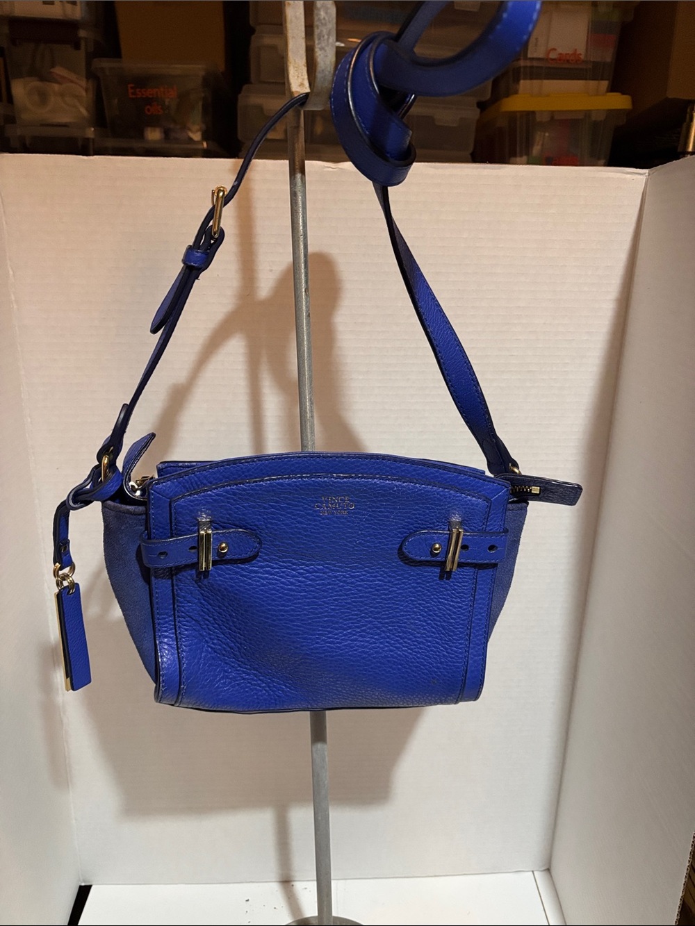 Vince Camuto Royal Blue Pebbled Leather Crossbody